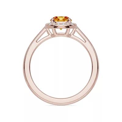 Round Citrine Lab Diamond Halo Ring