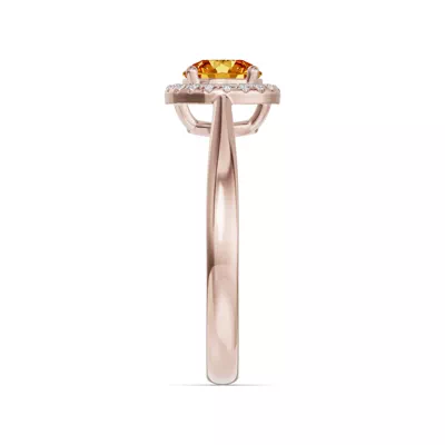 Round Citrine Lab Diamond Halo Ring