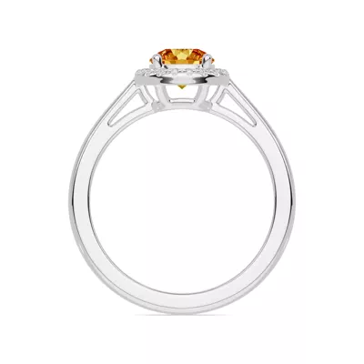 Round Citrine Lab Diamond Halo Ring