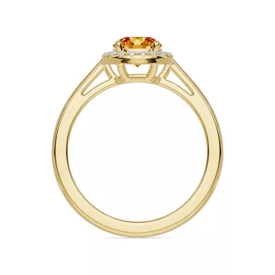 Round Citrine Lab Diamond Halo Ring