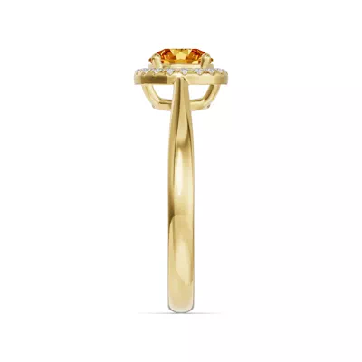 Round Citrine Lab Diamond Halo Ring