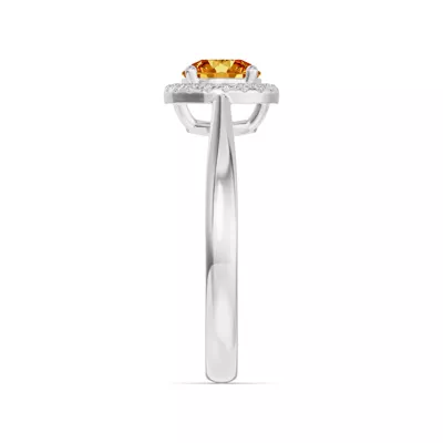Round Citrine Lab Diamond Halo Ring