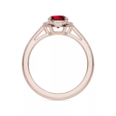 Round Garnet Lab Diamond Halo Ring