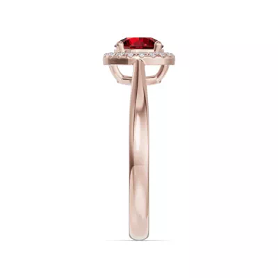 Round Garnet Lab Diamond Halo Ring