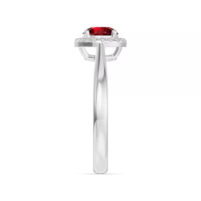 Round Garnet Lab Diamond Halo Ring