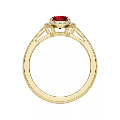 Round Garnet Lab Diamond Halo Ring