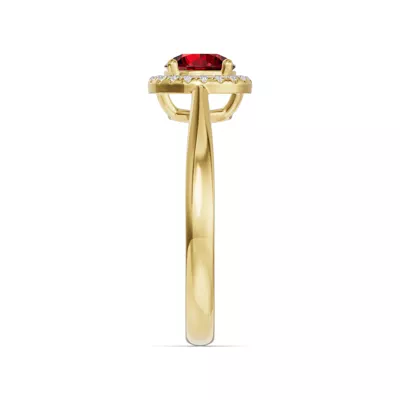 Round Garnet Lab Diamond Halo Ring