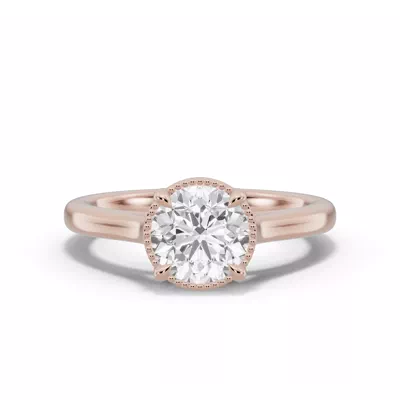 Lenora Milgrain Halo Cathedral Solitaire Engagement Ring