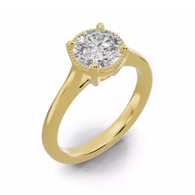 Lenora Milgrain Halo Cathedral Solitaire Engagement Ring