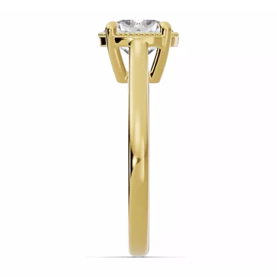 Lenora Milgrain Halo Cathedral Solitaire Engagement Ring