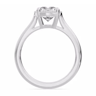 Lenora Milgrain Halo Cathedral Solitaire Engagement Ring