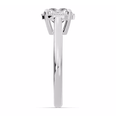 Lenora Milgrain Halo Cathedral Solitaire Engagement Ring