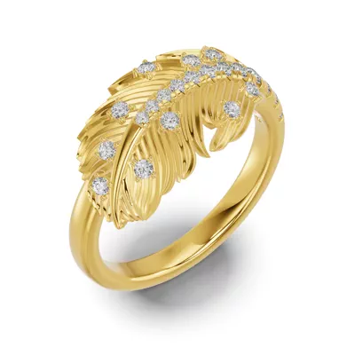 Feather Drift Diamond Ring