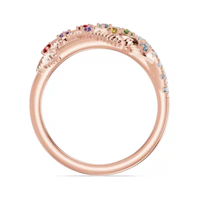 Feather Sway Lab Diamond & Gemstone Ring