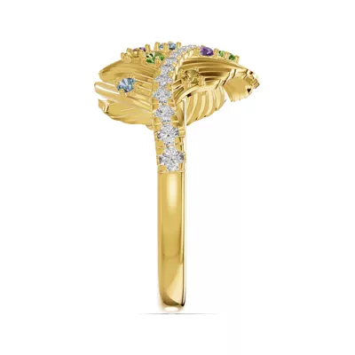 Feather Sway Lab Diamond & Gemstone Ring