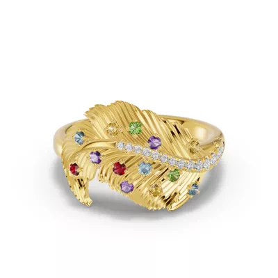 Feather Sway Diamond & Gemstone Ring