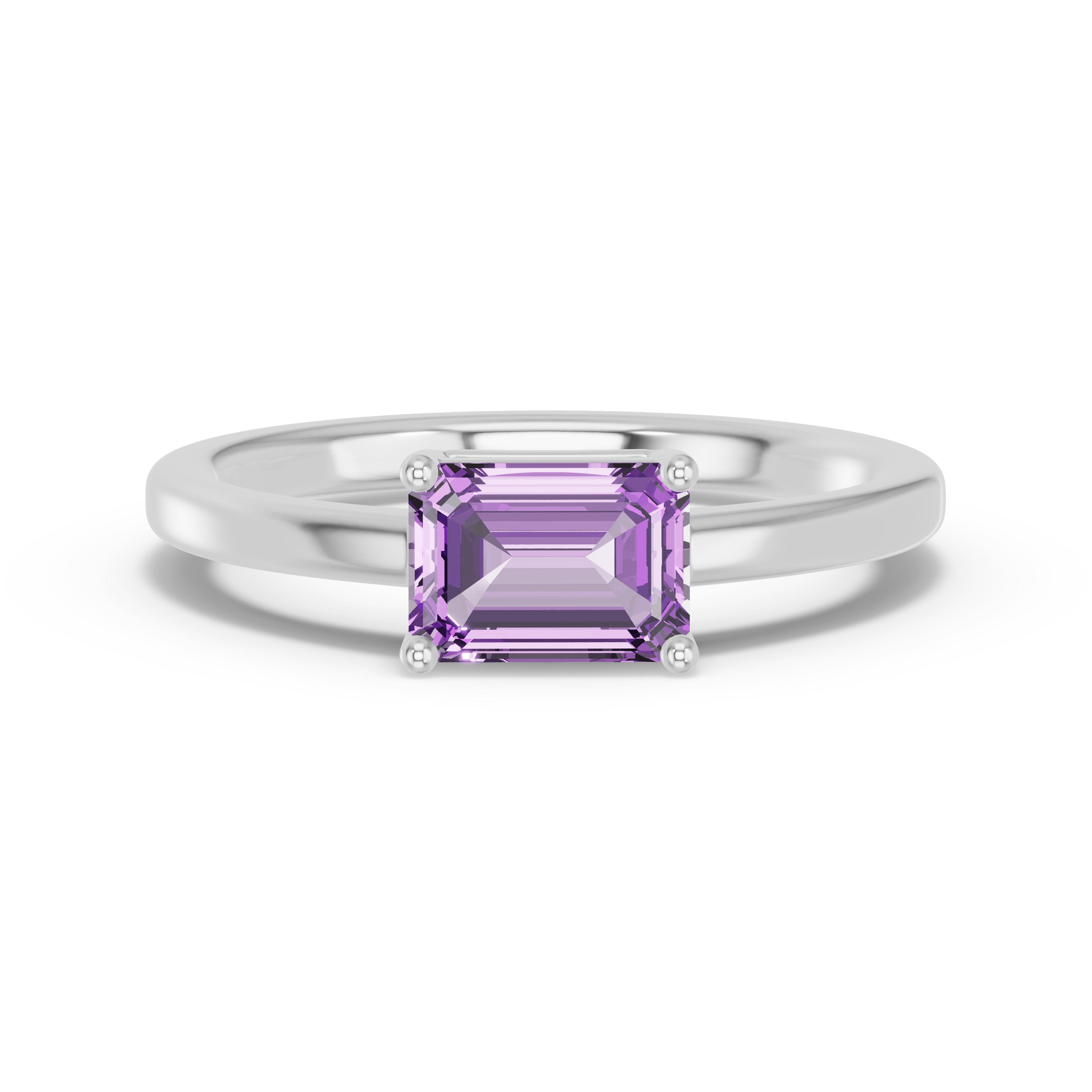 Emerald-Cut Amethyst East-West Ring
