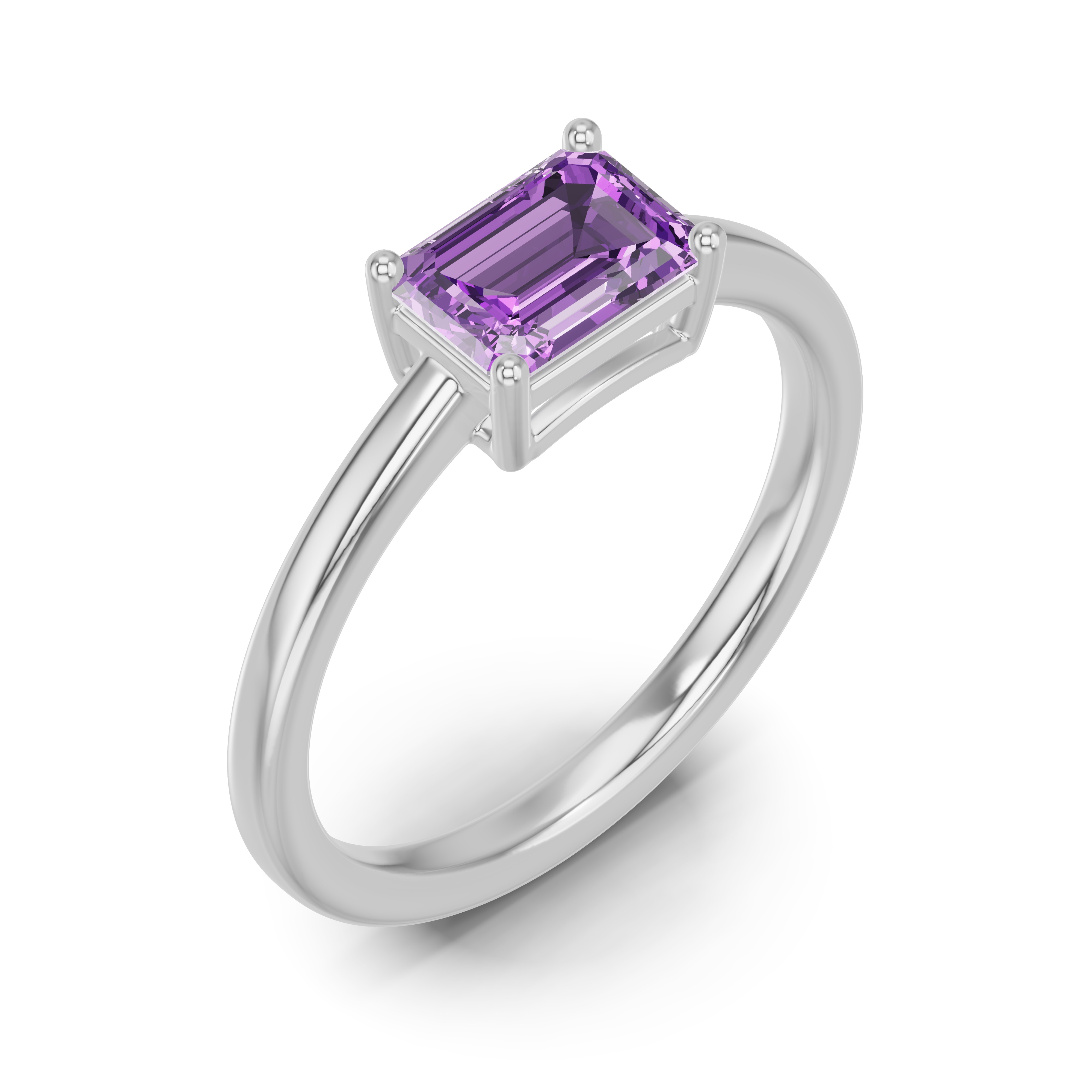 Emerald-Cut Amethyst East-West Ring