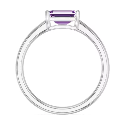 Emerald-Cut Amethyst East-West Silver Ring