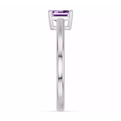 Emerald-Cut Amethyst East-West Silver Ring