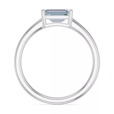 Emerald-Cut Aquamarine East-West Silver Ring