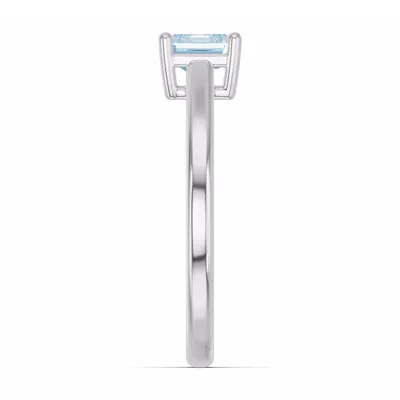 Emerald-Cut Aquamarine East-West Silver Ring