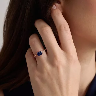 Emerald-Cut Sapphire East-West Ring