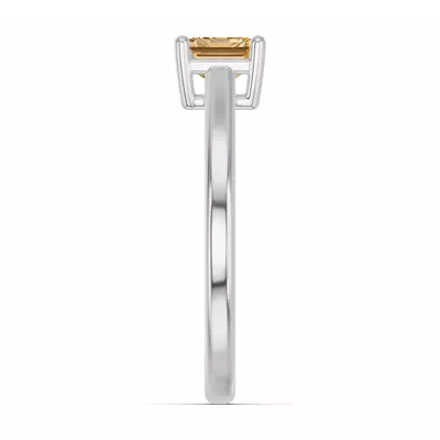 Emerald-Cut Citrine East-West Silver Ring