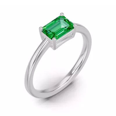 Emerald-Cut Emerald East-West Ring