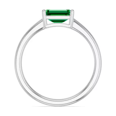 Emerald-Cut Emerald East-West Silver Ring
