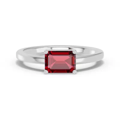 Emerald-Cut Garnet East-West Ring