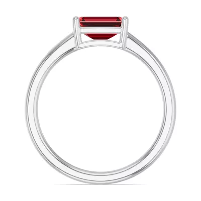 Emerald-Cut Garnet East-West Silver Ring