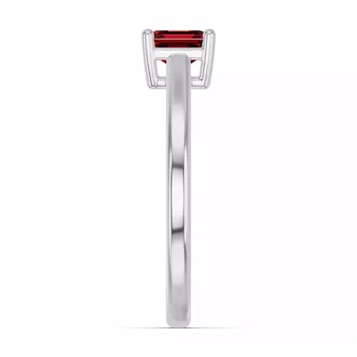 Emerald-Cut Garnet East-West Silver Ring