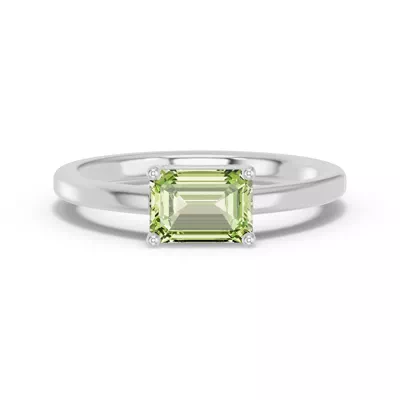 Emerald-Cut Peridot East-West Ring
