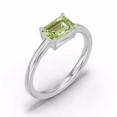 Emerald-Cut Peridot East-West Ring