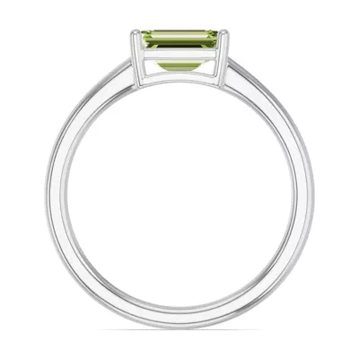 Emerald-Cut Peridot East-West Silver Ring
