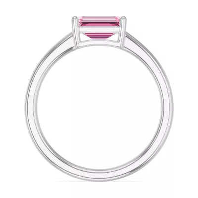 Emerald-Cut Pink Tourmaline East-West Silver Ring