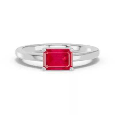 Emerald-Cut Ruby East-West Ring
