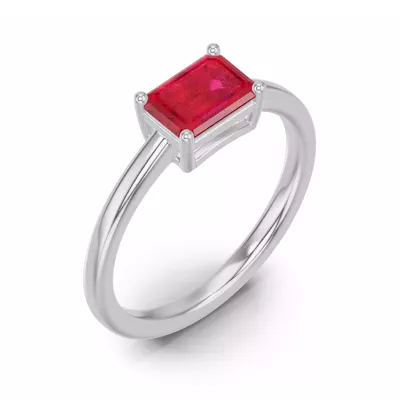 Emerald-Cut Ruby East-West Ring