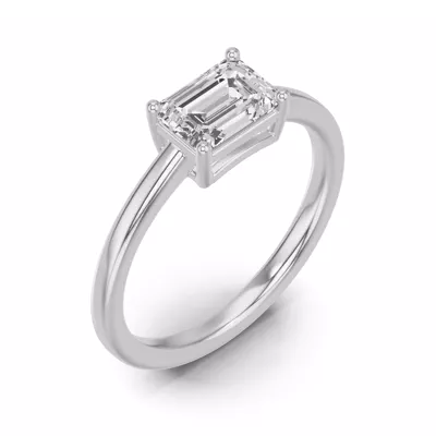 Emerald-Cut Lab Diamond East-West Silver Ring