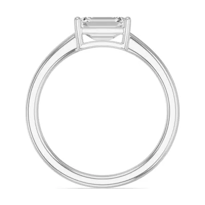 Emerald-Cut Lab Diamond East-West Silver Ring