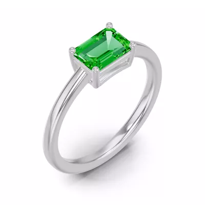 Emerald-Cut Tsavorite East-West Ring