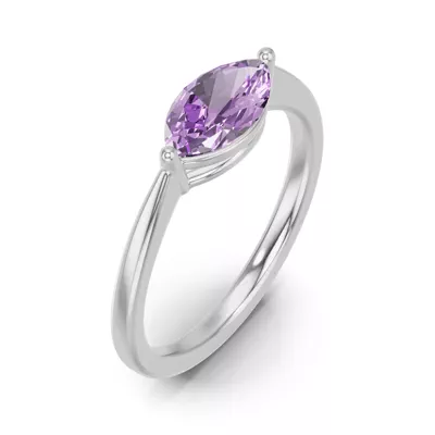 Marquise Amethyst East-West Silver Ring