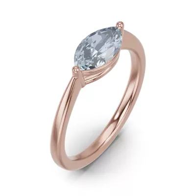 Marquise Aquamarine East-West Ring