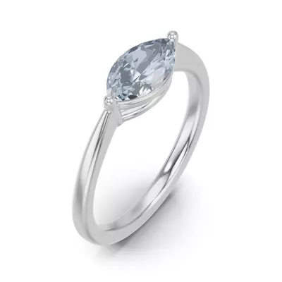 Marquise Aquamarine East-West Ring