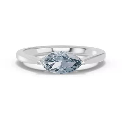 Marquise Aquamarine East-West Silver Ring
