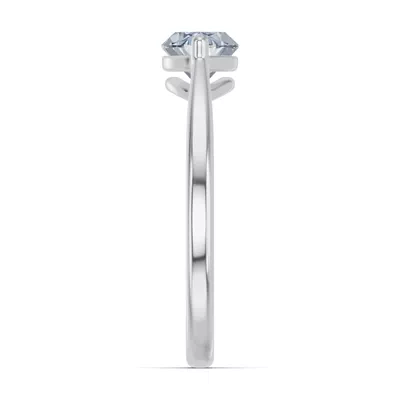 Marquise Aquamarine East-West Silver Ring