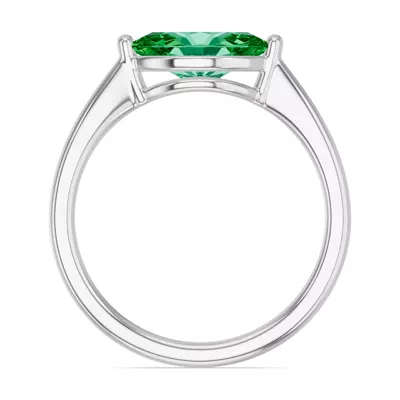 Marquise Emerald East-West Silver Ring