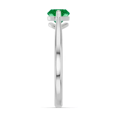 Marquise Emerald East-West Silver Ring