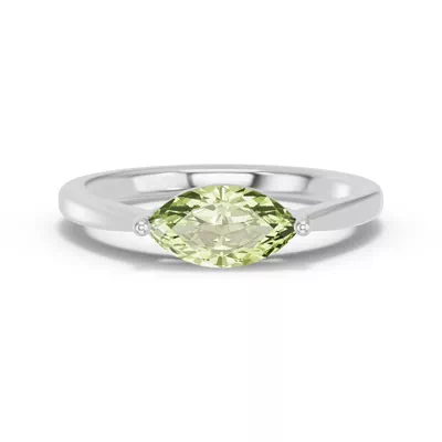 Marquise Peridot East-West Silver Ring